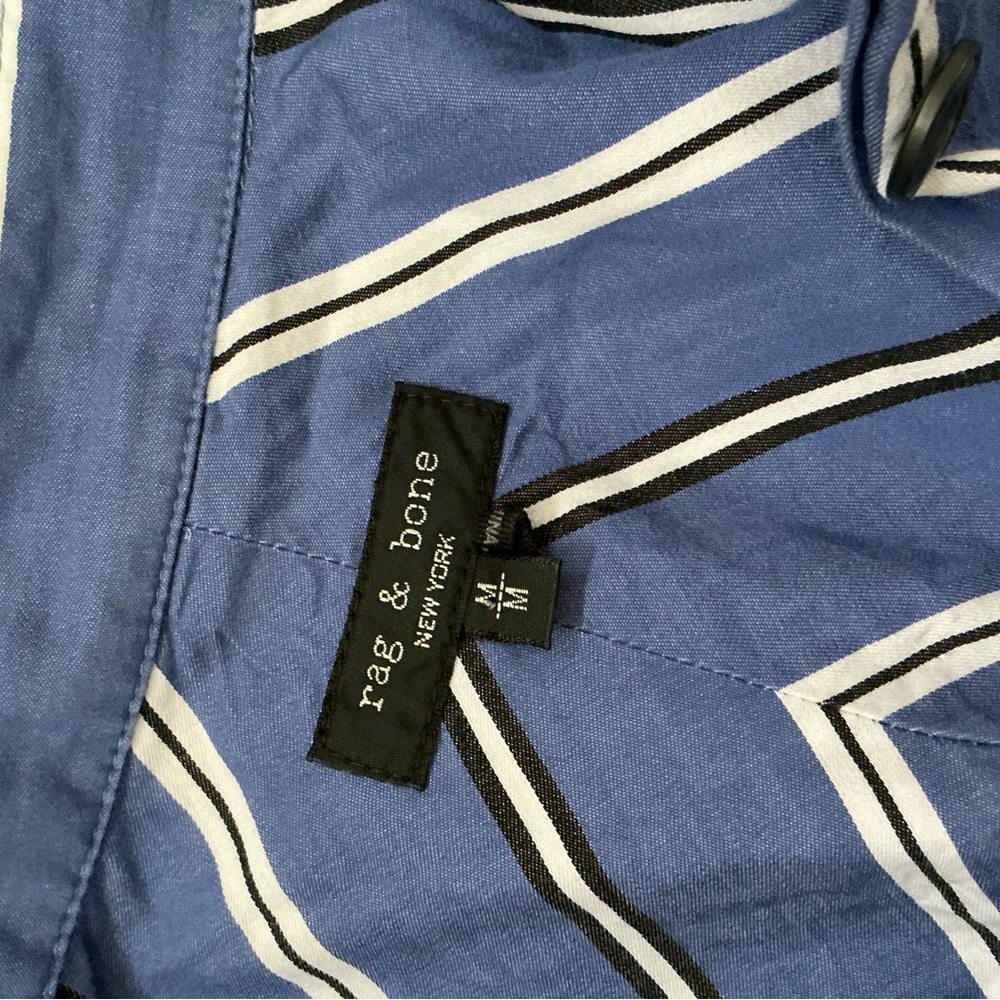 Rag and bone blue white, black striped shirt, dress long sleeve size medium - Picture 8 of 9